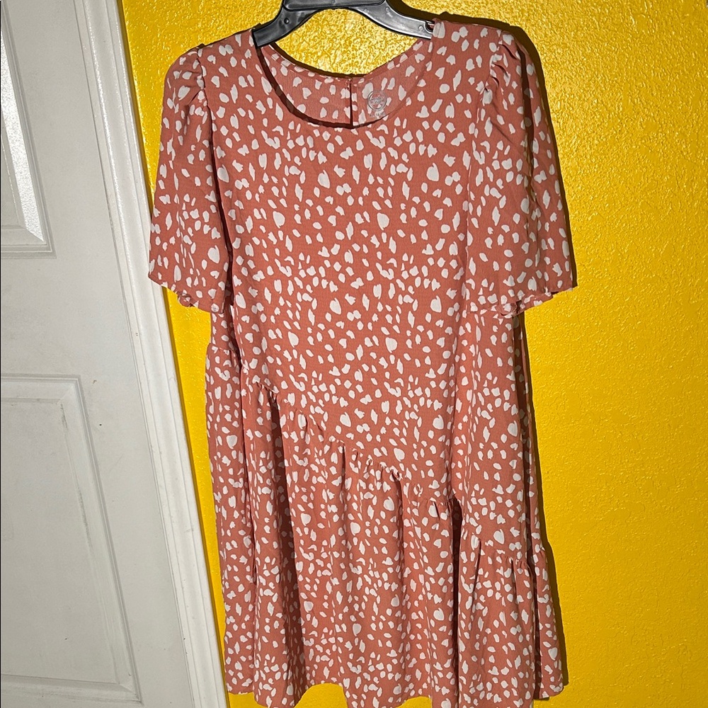 Wonder Nation Coral and White Spotted Midi Dress